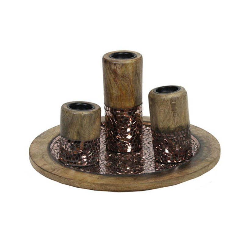 Ensemble de chandelles 4 pièces en céramique, Bronze