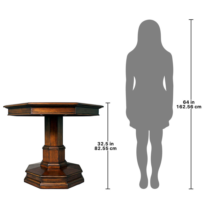 Table de salle à manger à piédestal en bois massif 39,5 po English Country
