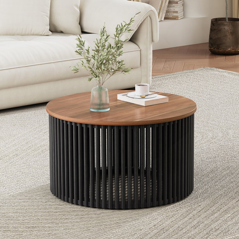 TABLE DE CAFÉ ACACIA EN BOIS MASSIF, DE COULEUR NATURELLE ET NOIRE