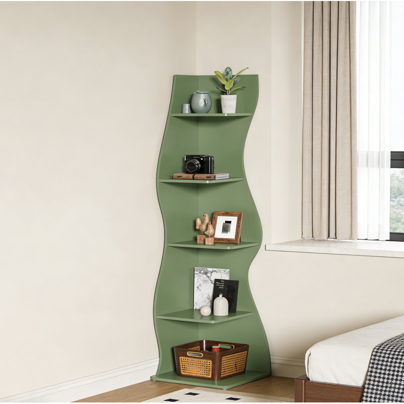 Bibliothèque d'angle moderne à 5 niveaux, Vert