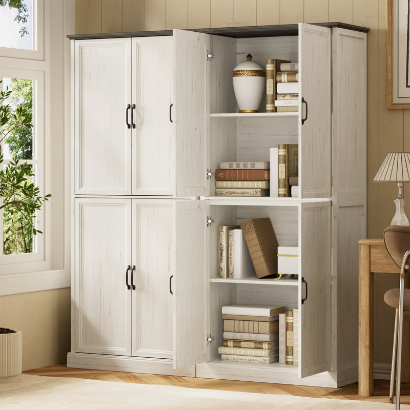 Armoire de rangement l 31,5 po Hava avec tablettes réglables, armoires de cuisine en bois avec portes, casier d'organisation pour armoire / chambre à coucher / salle à manger / salon / salle de bain / bureau / garage