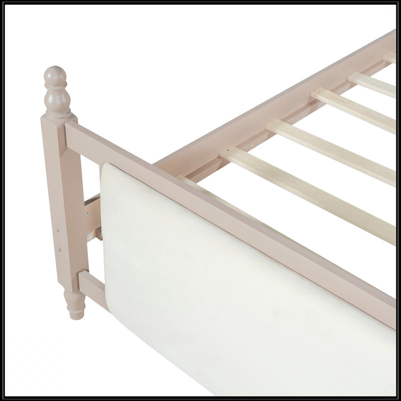 Grand lit plateforme tapissier avec tête de lit capitonnée à boutons, lit de ferme en bois massif, aucun sommier tapissier requis, style champêtre français moderne
