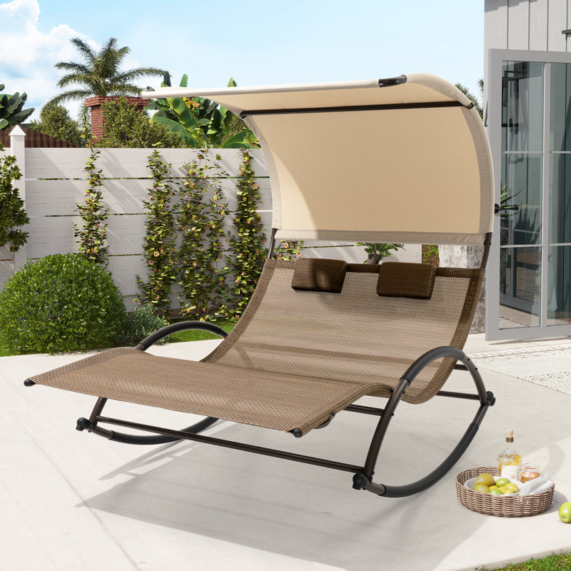 Double méridienne extérieure 63,7 po Gloversville, Brun / Beige