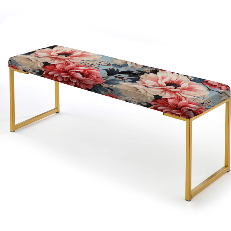 Banc rembourré or, Vintage Pink And Blue Charm Floral Pattern