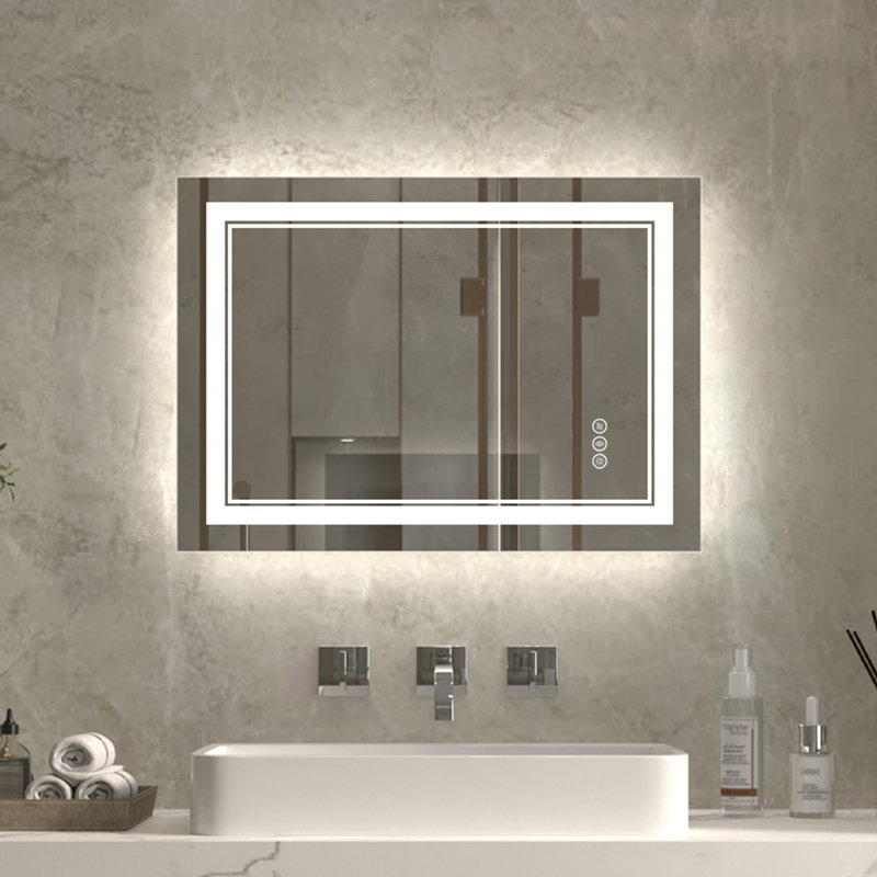 Miroir de salle de bain mural surdimensionné sans cadre, 28 po x 20 po, Rectangle
