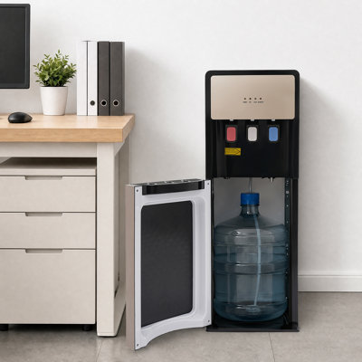 Distributeur d'eau chaude et froide sur pied, refroidisseur d'eau à chargement par le bas avec 3 becs pour l'eau chaude, froide et à température ambiante pour la cuisine, le salon et le bureau