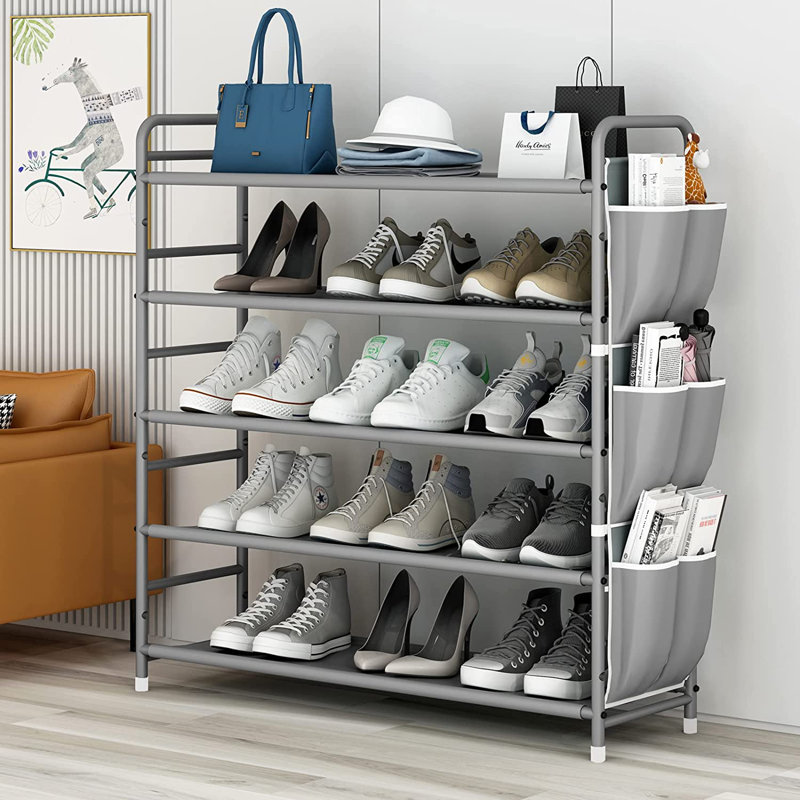 20 Pair Stackable Shoe Rack, Gray