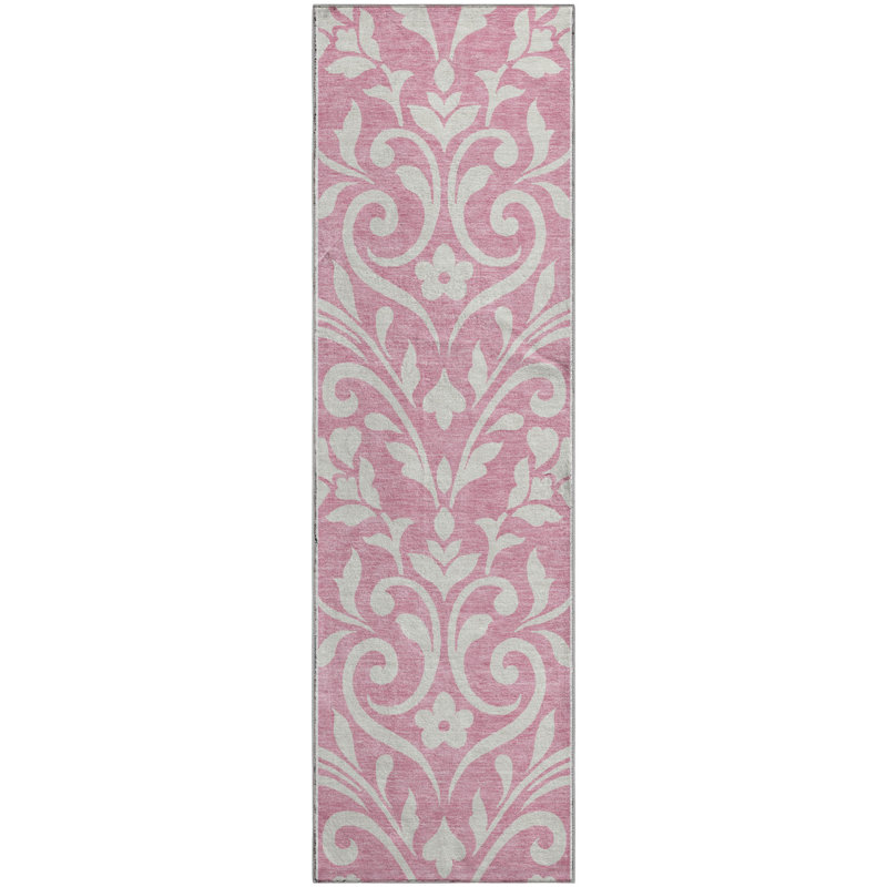 Premium Machine Washable Prisco Pink Rug, Runner 2'3" x 7'6"
