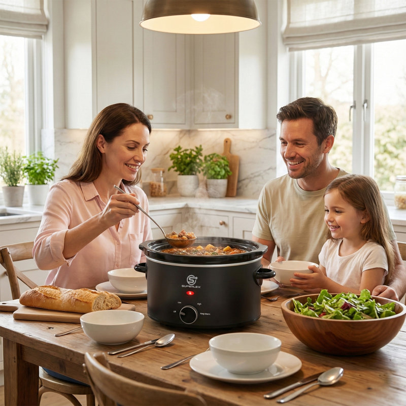 SUPERLEX 3.5L Oval Slow Cooker, 180W with 3 Cooking Settings