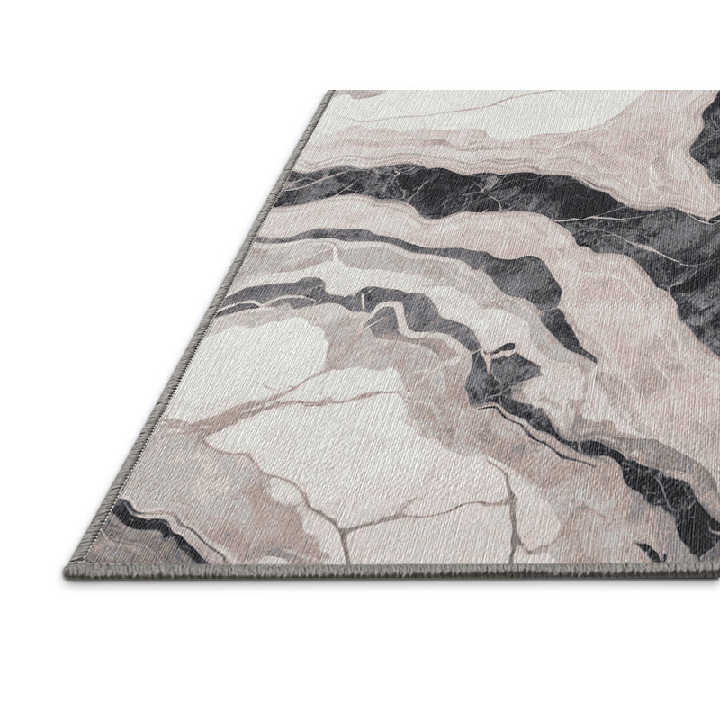 Machine Washable Gray Area Rug, Square 7'