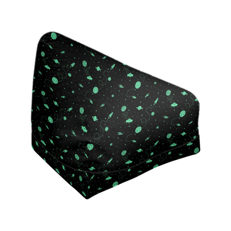 Sac de pois Leffel, H 27 po x L 30 po x P 25 po, Housse de pouf, Noir/vert printemps