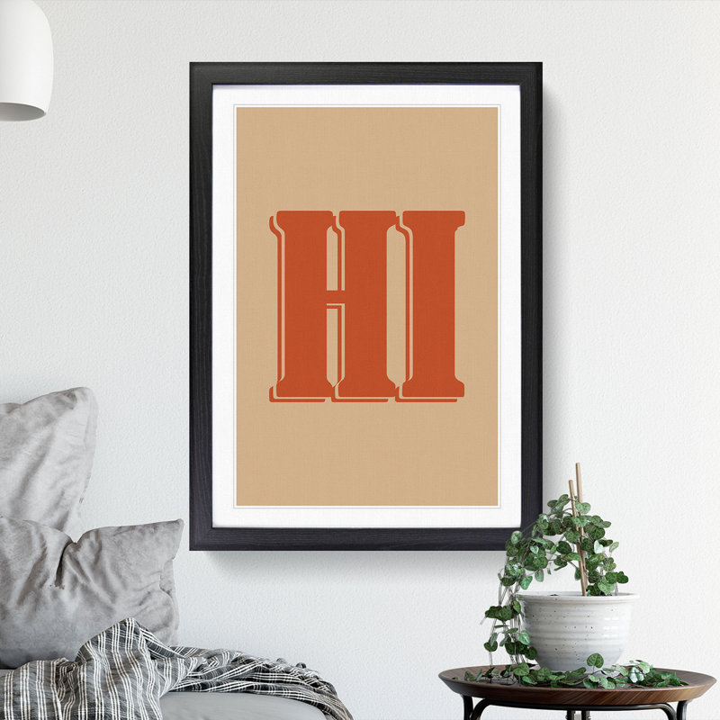 Hi - Picture Frame Typography, 90cm H x 65cm W x 2cm D, Black Framed