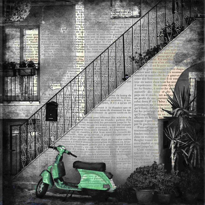 Paris Vespa News - impression sur toile tendue, H 20 po x l 20 po x P 1,25 po