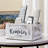 Whitewashed Wood Remote Control Holder Organizer With 4 Compartments, Media Storage Caddy With Cursive REMOTES Design