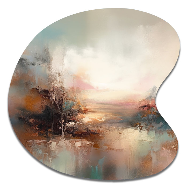 Décoration murale asymétrique en métal «CLAUDIU - Paysages», reproduction d'art moderne de forme unique, H 33 po x l 33 po