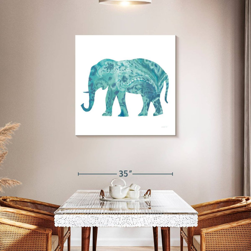 Éléphant brun sarcelle Brampt II, H 36 po x l 36 po