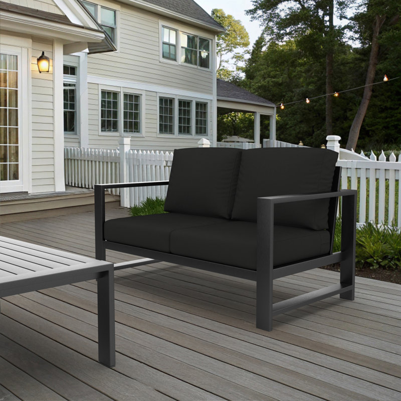 Causeuse d'extérieur Oltjana avec coussins Sunbrella®, Canvas Black