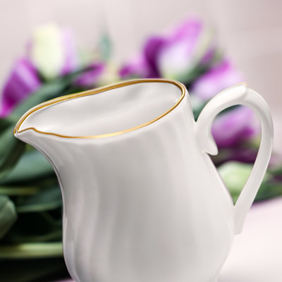 Hertford White Porcelain Sugar and Creamer Set, embossed design