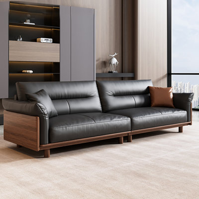 Black Genuine Leather Modular Sofa
