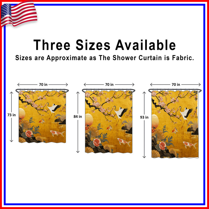 Rideaux de douche Cherry Blossom Crane Koi, L 70 po x H 93 po