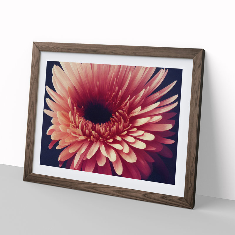 Inspiring Chrysanthemum Flower - Framed Print, 46cm H x 64cm W x 2cm D, Walnut