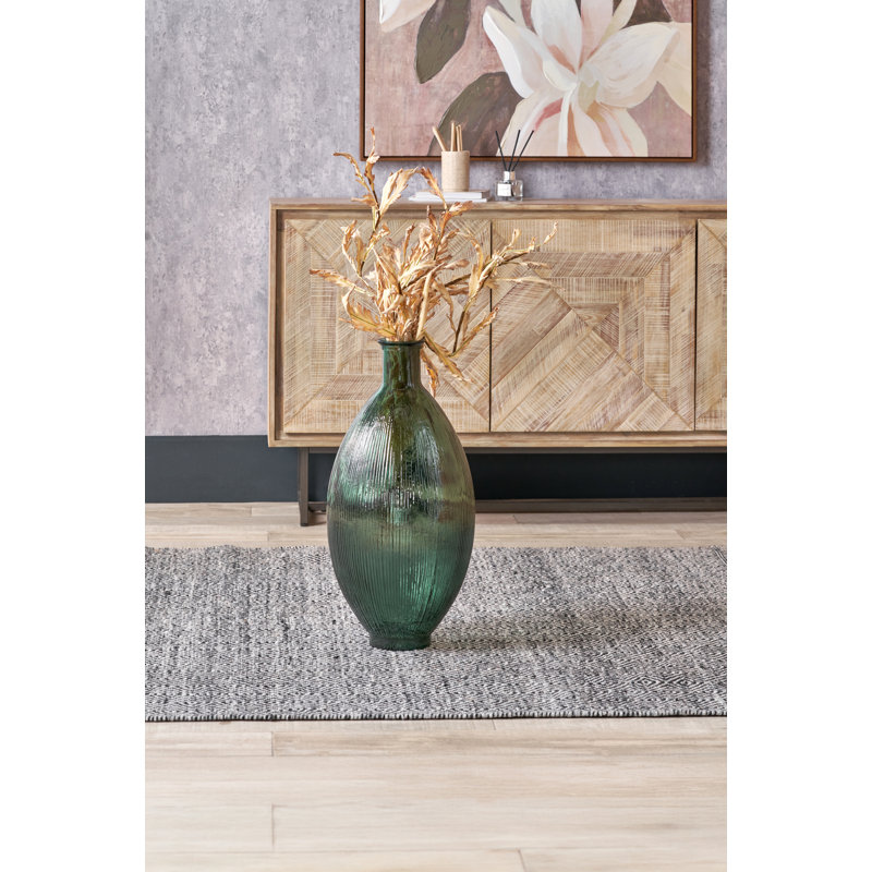 Handmade Glass Floor Vase, Sea Green