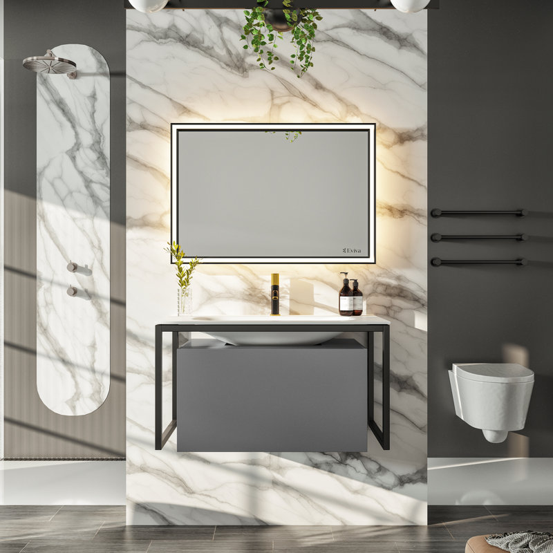 Sueann 32" Wall-Mounted Single Bathroom Vanity Set, Gray