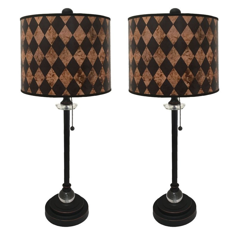Ensemble de lampes de buffet 28 po Dimaina Crystal, Nickel / rose