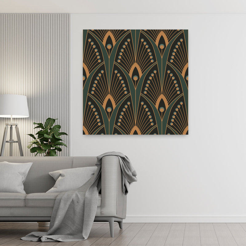 Art contemporain contemporain, forêt élégante, rétro, H 48 po x l 48 po, Vert