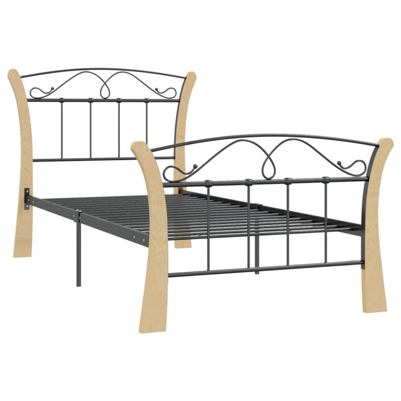 Bratenahl Bed, European Single (90 x 200cm), Black/Natural