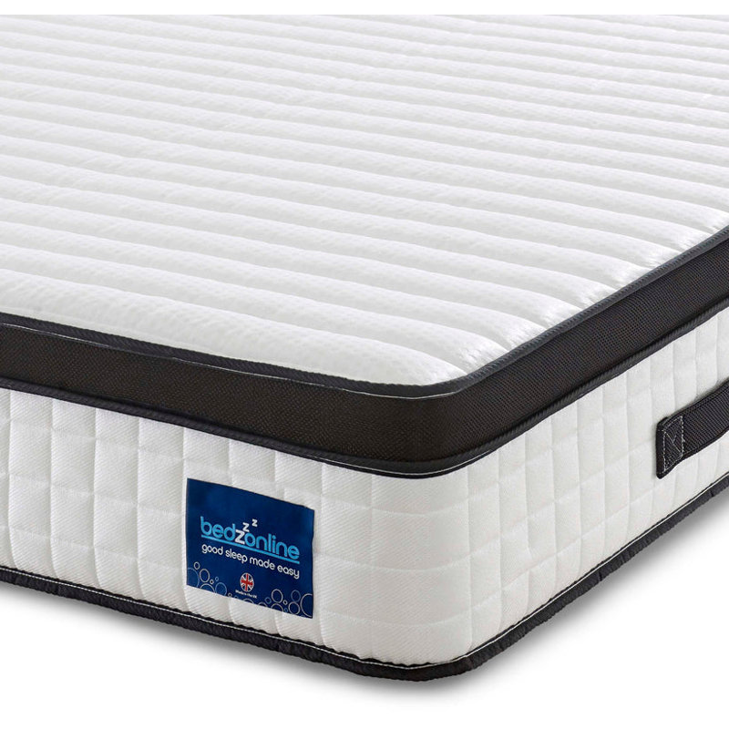 Bedzonline Black Euro Top Mattress, Medium-Firm with Pocket Springs & Memory Foam, Small Double (4')