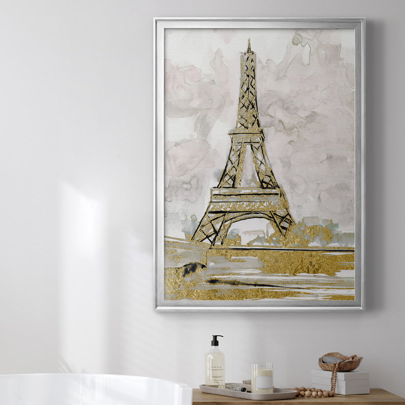 Toile encadrée de qualité supérieure Tour Eiffel Eiffel, Cadre argenté, H 24,5 po x l 18,5 po x P 1 po