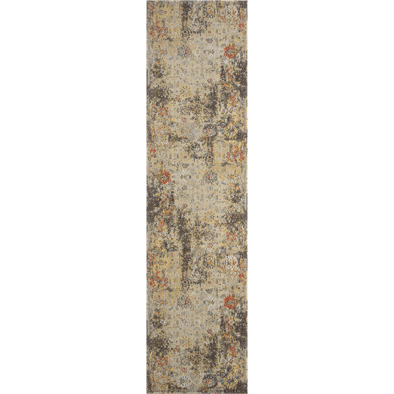 Beale Abstract Area Rug in Beige/Gold/Brown, Runner 2'8" x 10'