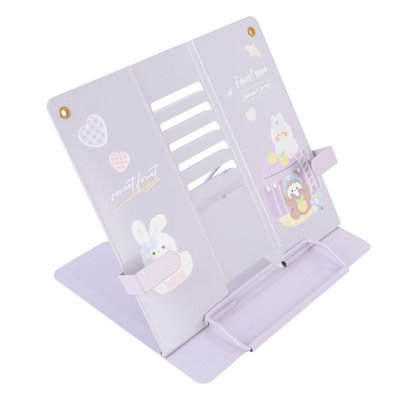 Support de livre, support de lecture, présentoir de bureau, plaque métallique stable, pour tablettes, téléphones, motif de lapin mignon