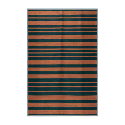 Machine Washable Horizontal Stripes Blue Area Rug