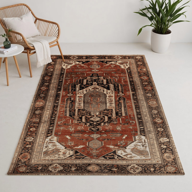 Persian Brown Indoor and Outdoor Area Rug, Rectangle 3' x 5'