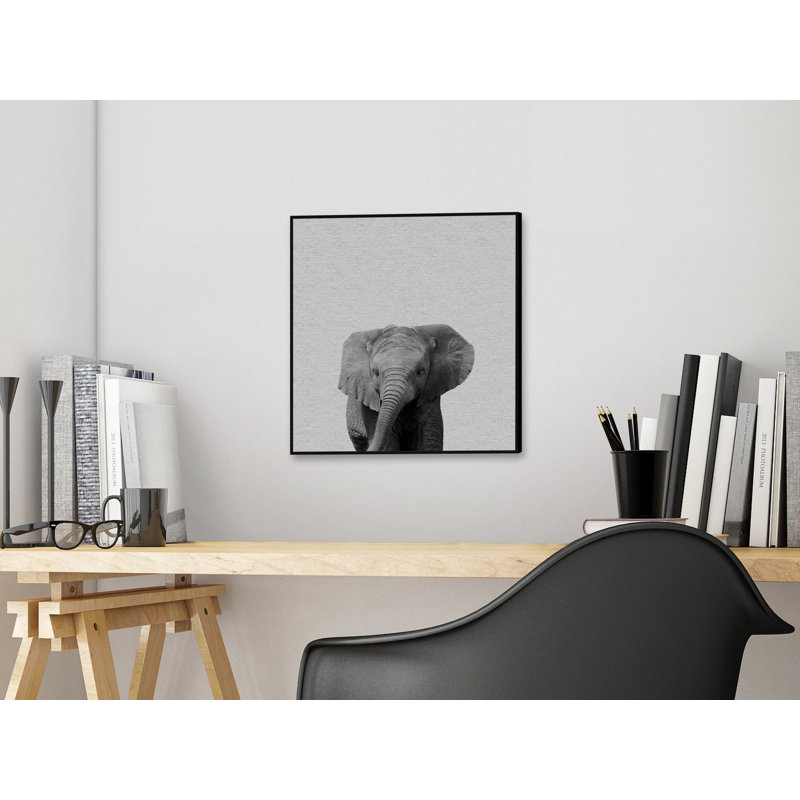 Elephant Surprise II - Drawing on Canvas, 51cm H x 51cm W x 4cm D