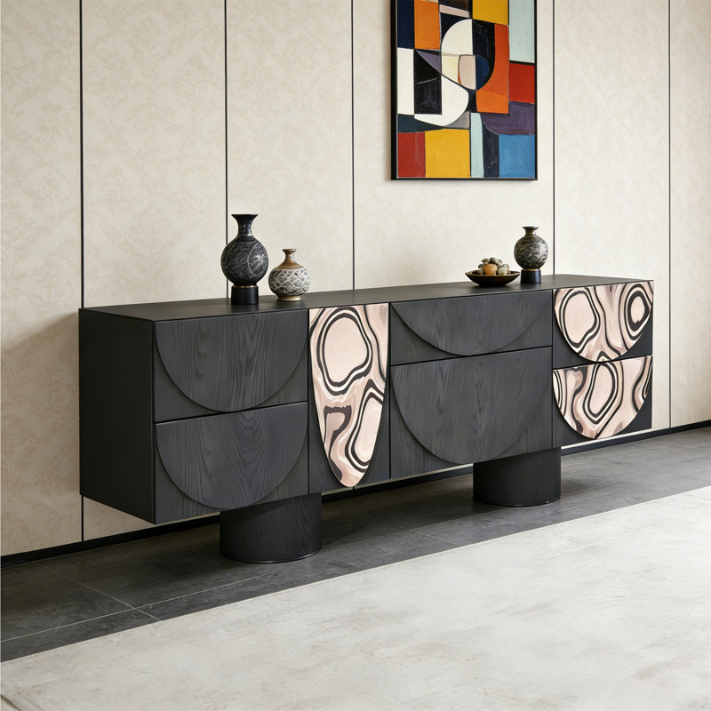 Buffet moderne en bois, H 33,46 po x l 59,06 po x P 15,75 po