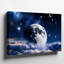 Toile dans un vaste tableau cosmique, une lune surdimensionnée lumineuse domine le centre supérieur de sa surface rugueuse-1857861044