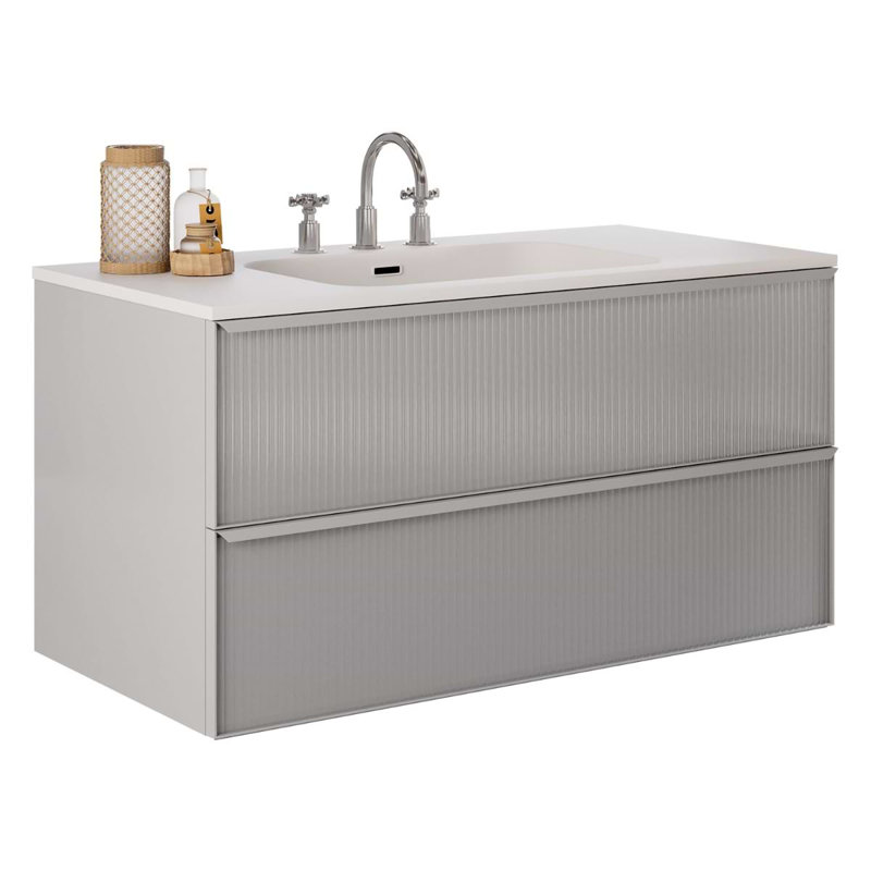 Astor 42" Single Vanity With Integrated White Solid Surfacetop, Pearl, 42"