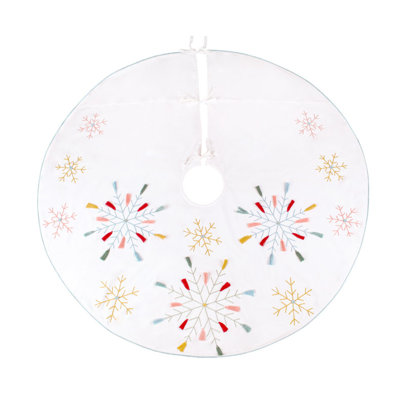 54" Multicolor Velvet Snowflake Embroidered Boho Tree Skirt