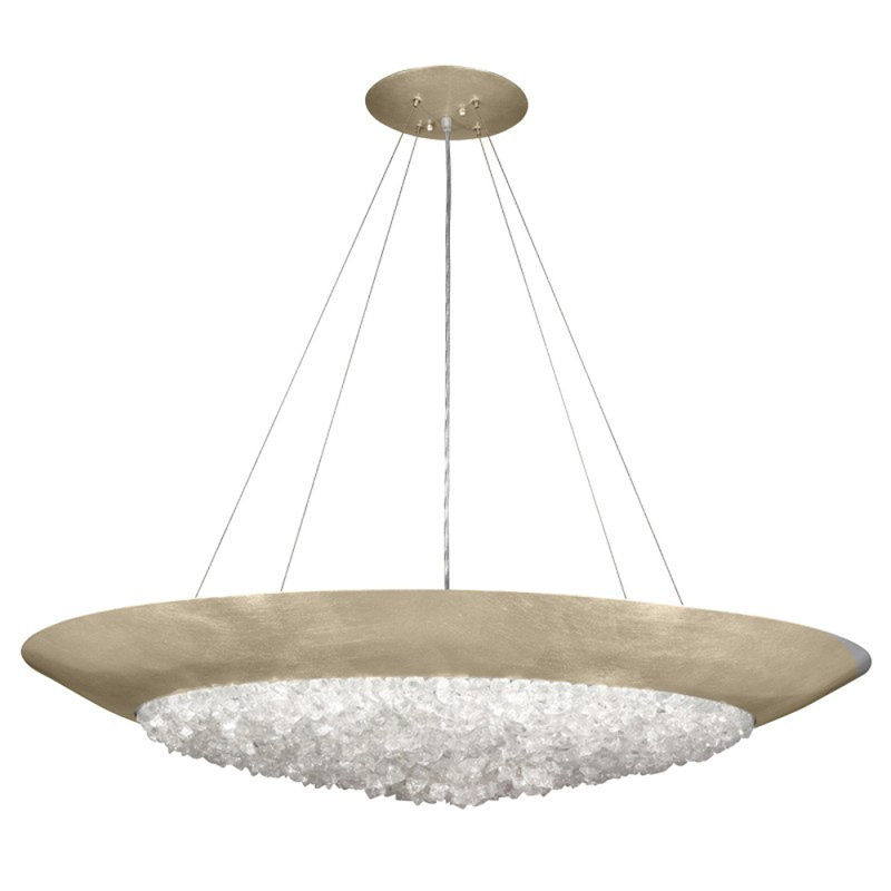 Lustre suspendu Doon Light, Noir mat, CRISTAL COLORÉS, 50" Diameter x 7" Height