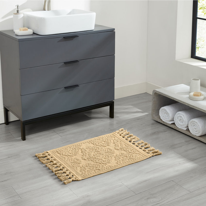 Ricardo 100% Cotton Bath Rug, Linen, 17" W x 31" L