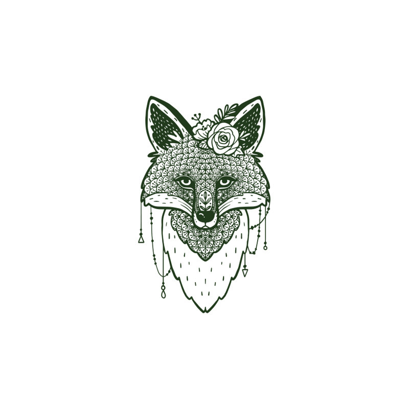 Décalcomanie murale animal fox, Vert