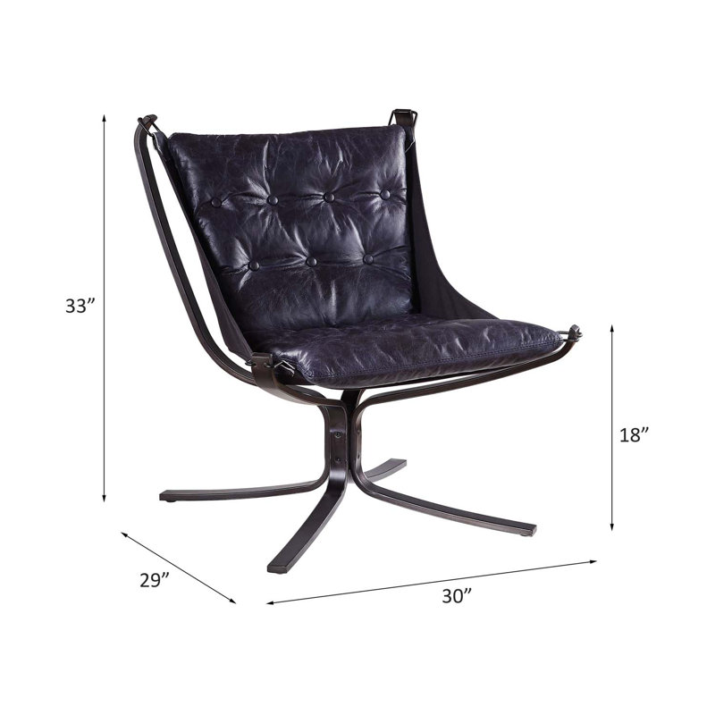 Fauteuil décoratif Carney, cuir fleur rétro bleu, Bleu rétro