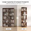 Étagère pivotante à 5 niveaux en bois d'hévéa massif avec roulettes verrouillables, tablette de rangement verticale étroite pour salon, chambre ou bureau-1683725354