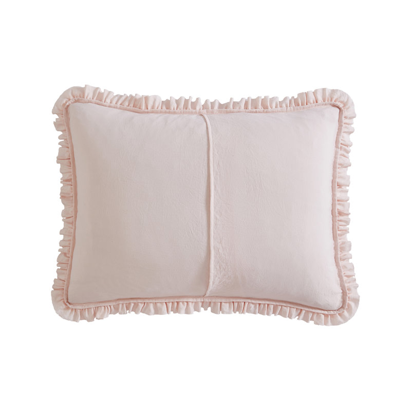 Hailee Pink Microfiber Twin Quilt Set with Ruffles