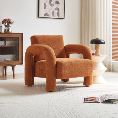 Fauteuil d'appoint en velours orange de 85 cm de large pour petits espaces (paquet de 2)