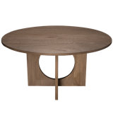 Solid Oak Wood Curved Base Dining Table with Seating for 6