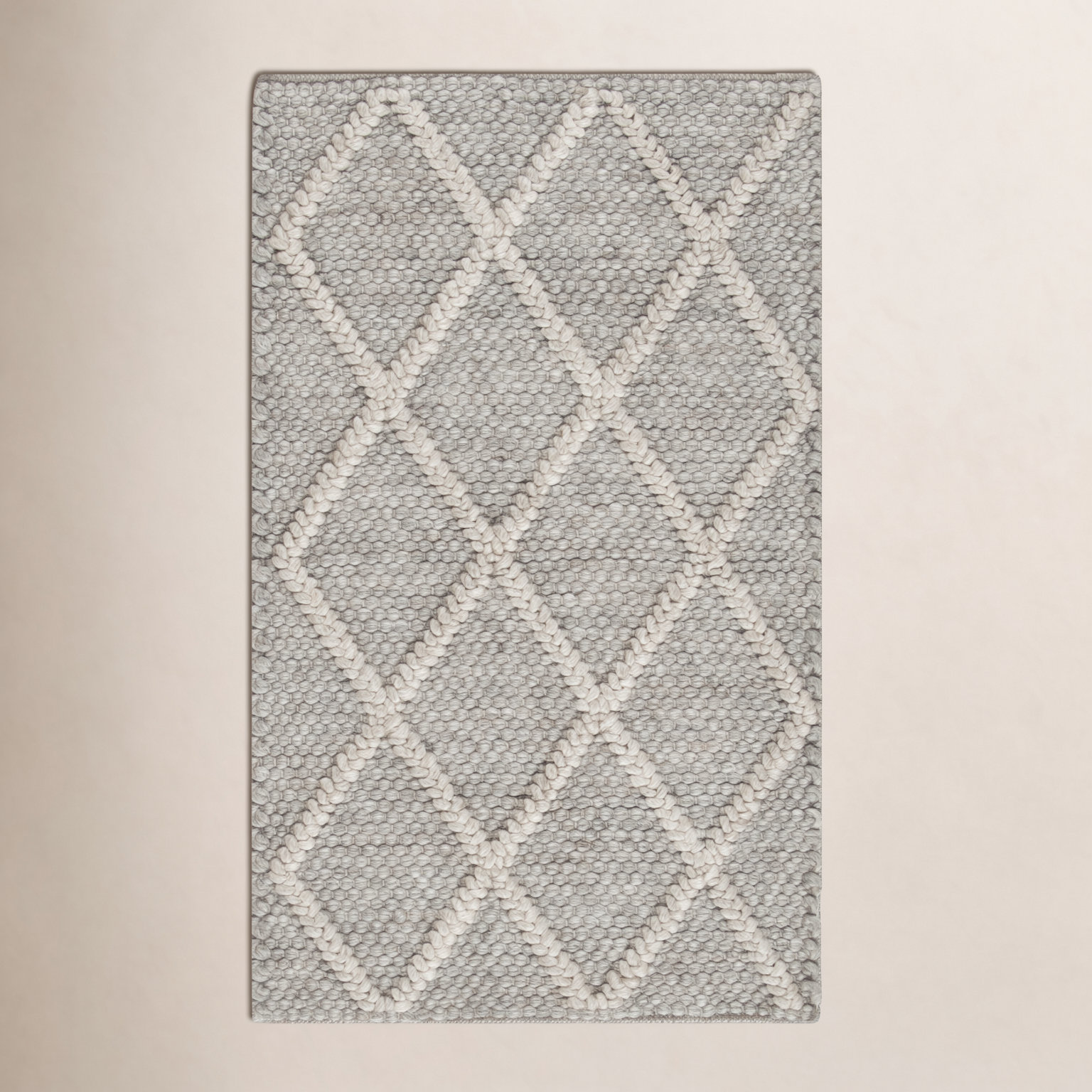 Russo Gray Hand-Woven Geometric Flatweave Rug, Rectangle 2' x 3'